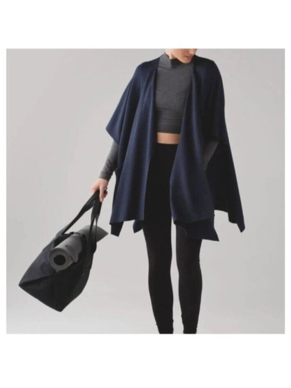 lululemon Sweater Womens OS Blue After Asana Shrug Cardigan Poncho Yoga Boolux